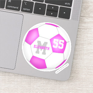 Sticker mignon rose blanc personnalisé filles soccer