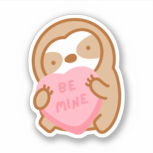 Sticker Mignon Valentine Be Mine Candy Heart Sloth