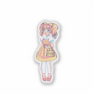 Sticker Mignon Vinyle de Mode Rétro Kawaii Anime Fille Pas