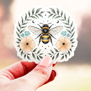 Sticker Mignonne abeille céleste vinyle floral