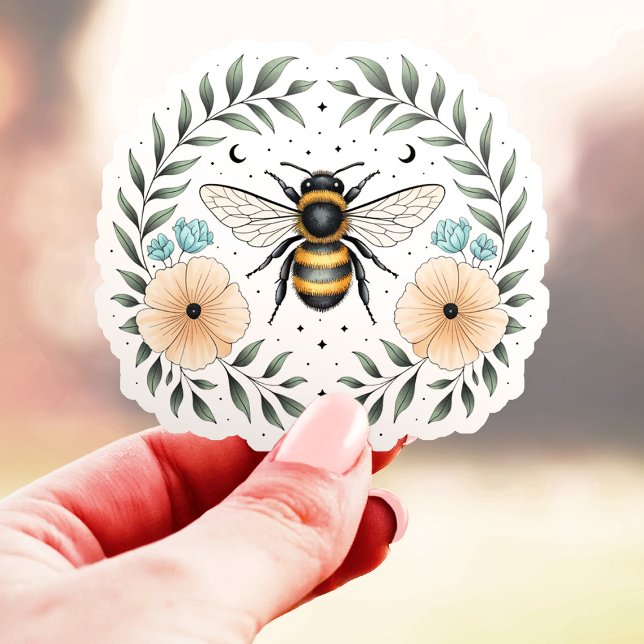 Sticker Mignonne abeille céleste vinyle floral (Créateur téléchargé)