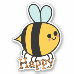 Sticker Mignonne abeille de dessin animé heureuse 