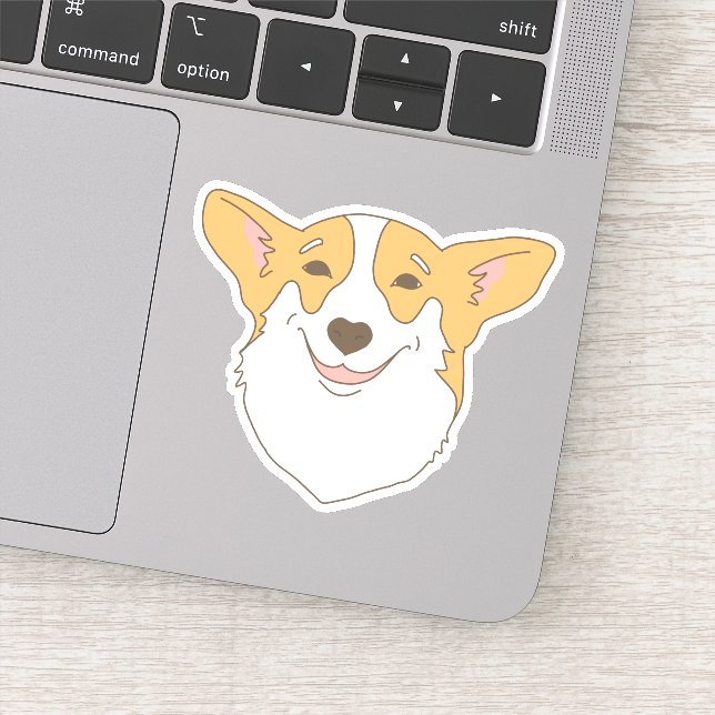 Sticker Mignonne Chien Visage Dessin Corgi souriant (Détail)