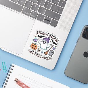Sticker Mignonne Classique Halloween Drôle Ghost Citation 