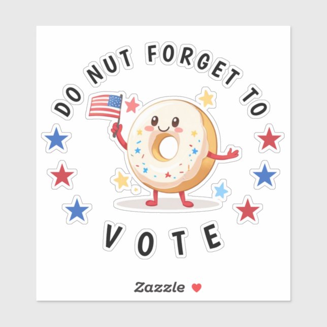 Sticker Mignonne Donut n'oublie pas de voter - Elections a (Feuille)
