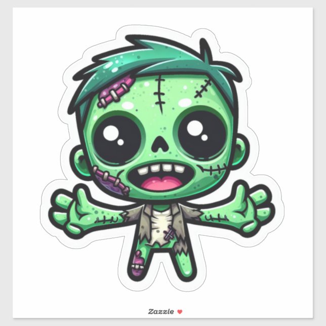 Sticker Mignonne, drôle de zombie (Feuille)