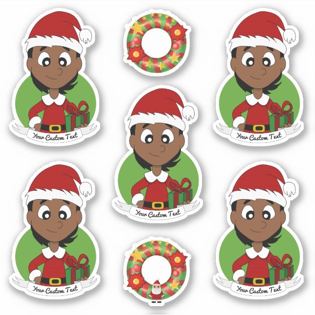 Sticker Mignonne fille avec cheveux noirs court vacances d (Devant)