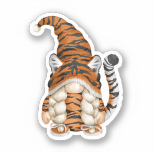Sticker Mignonne Gnome En Costume De Tigre Et Maman De Tig