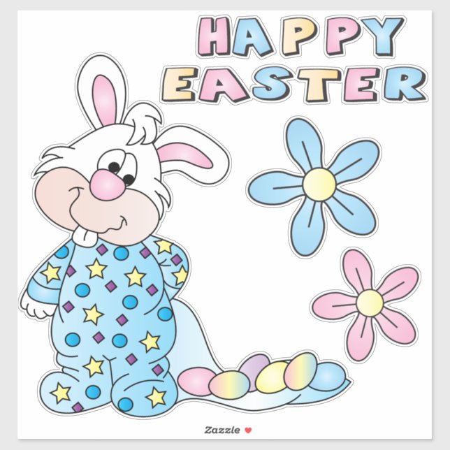 Sticker Mignonne lapin de dessin - Bleu - Baiser (Feuille)