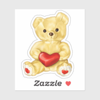 Sticker Mignonne Ours En Teddy Tenant Coeur - Adorable Jou