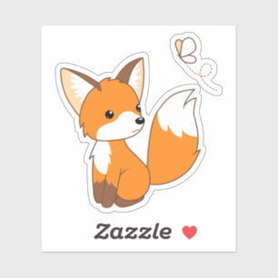 Sticker Mignonne Petit Fox à regarder papillon EP