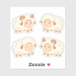 Sticker Mignonne Petite Mouton, Ensemble de 4