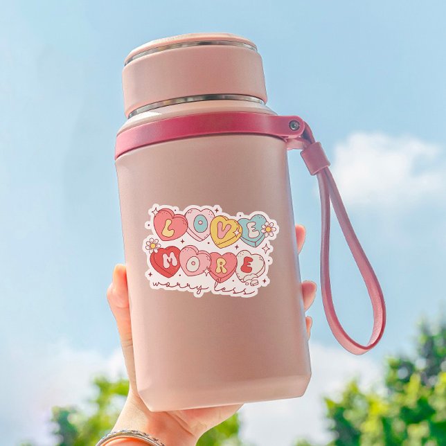 Sticker Mignonne Saint-Valentin Aimer plus, s'inquiéter mo (Créateur téléchargé)