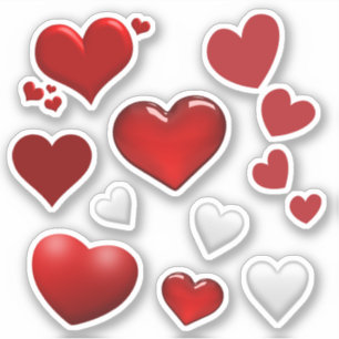 Sticker Mignonne Saint Valentin Coeurs blancs rouges