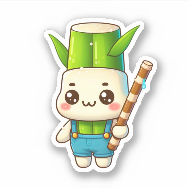Sticker mignonne tête de bambou kawaii (Devant)