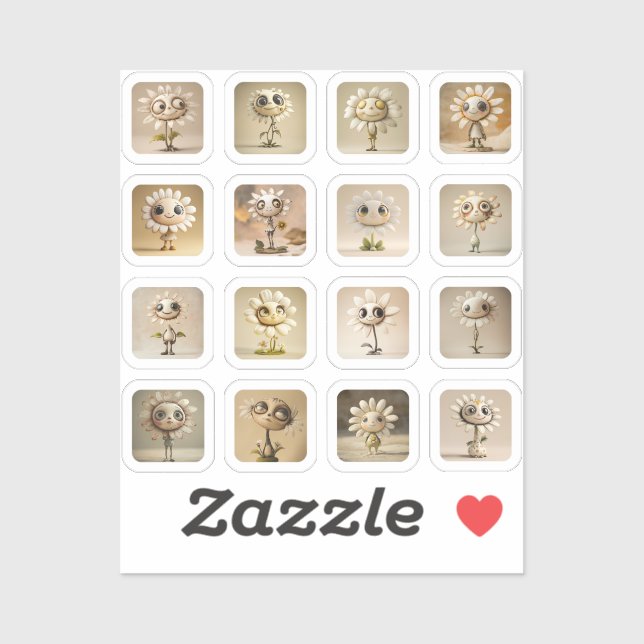 Sticker Mignons brodeurs à fleurs d'oies (Feuille)