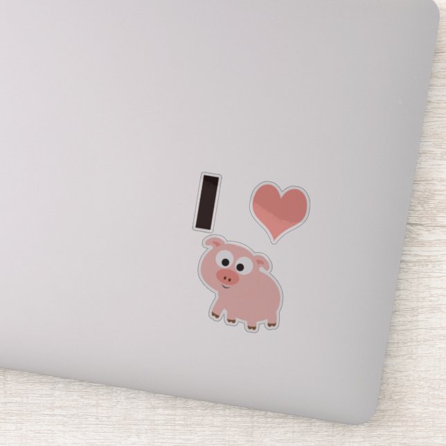 Sticker Mignons cochons que j'aime avec un cochon de dessi (Détail)