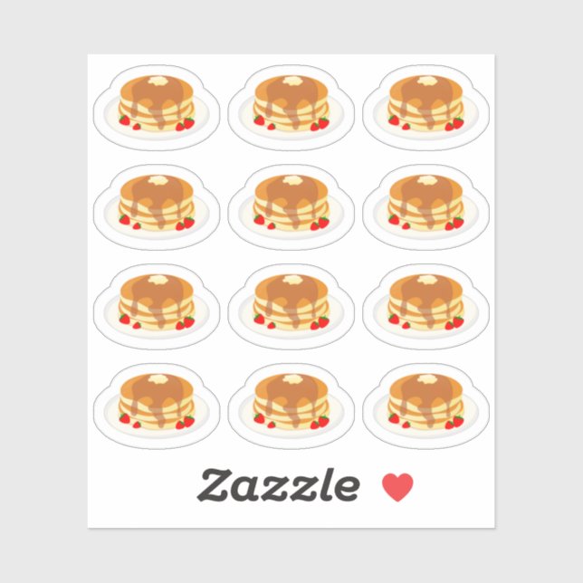 Sticker Mignons Pancakes Empilés Nourriture Petit Déjeuner (Feuille)