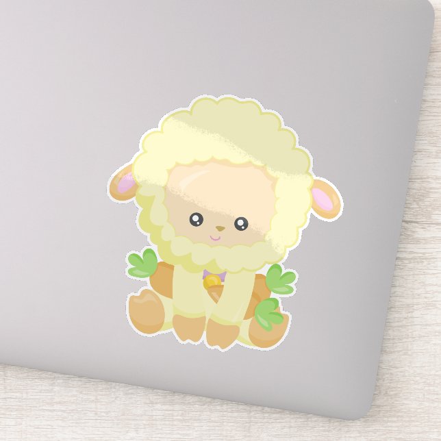 Sticker Mignons, Petits moutons, Moutons Jaunes, Carottes (Détail)