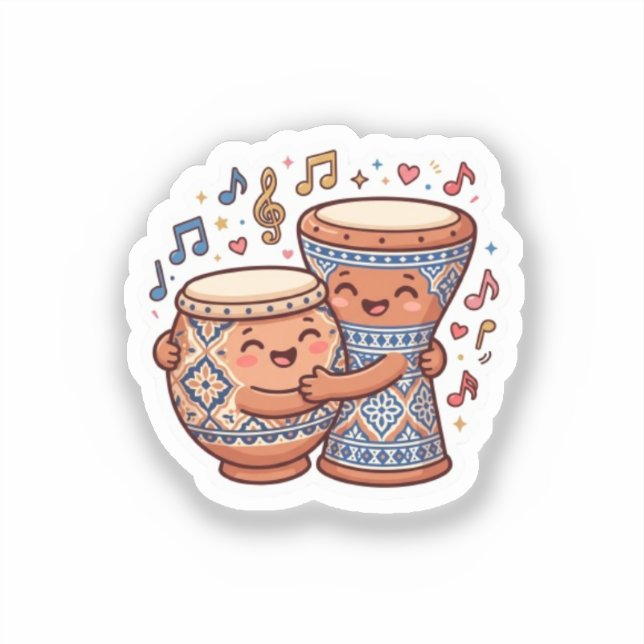 Sticker Mignons Tambours Traditionnels Marocains En Argile (Recto)