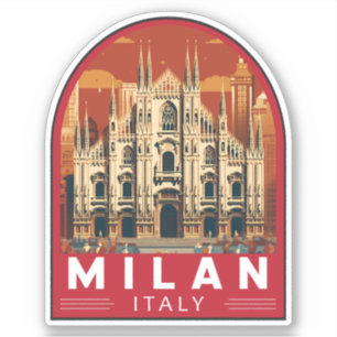 Sticker Milan Italie Duomo di Milano Travel Art Vintage