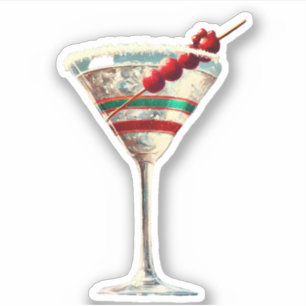 Sticker Milieu du siècle moderne Cranberry Martini