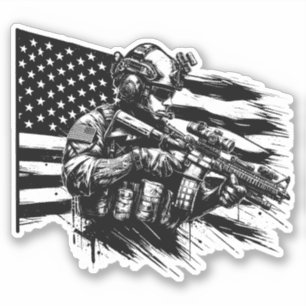 Sticker Militaire Soldat Américain Drapeau Art Patriotique