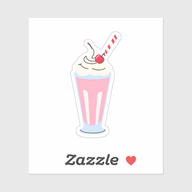 Sticker Milkshake à la fraise (Feuille)