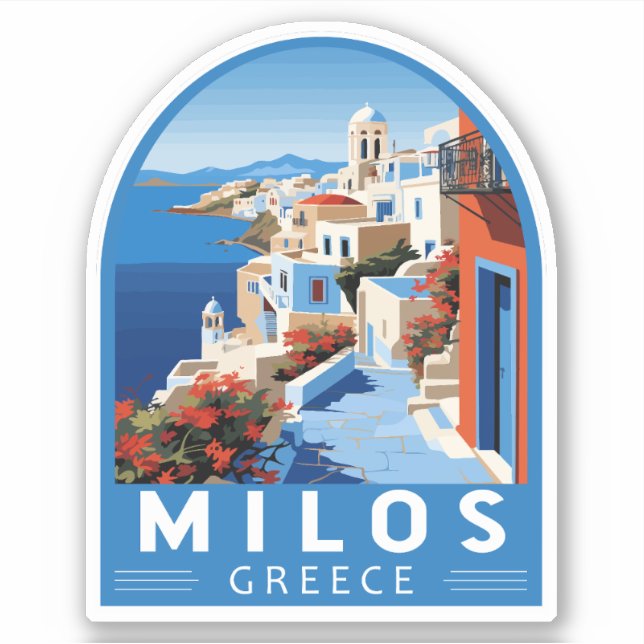 Sticker Milos Grèce Travel Art Vintage (Devant)