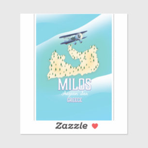 Sticker Milos, île grecque Carte de voyage poster art.