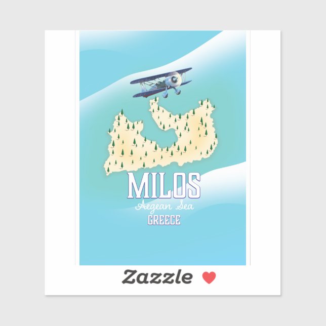 Sticker Milos, île grecque Carte de voyage poster art. (Feuille)