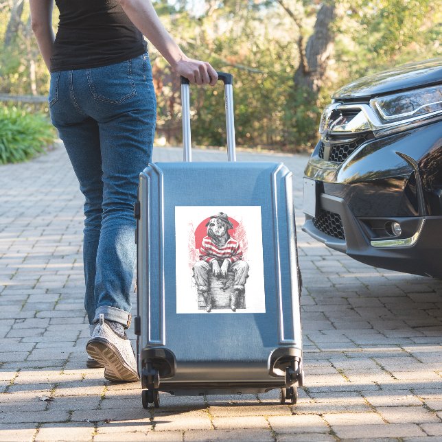Sticker Mime Mastiff � Silent Funny Dog (Valise Insitu)