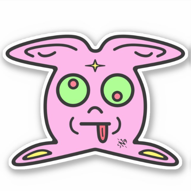 Sticker Mince rose à la lime de lapin v2 (Devant)
