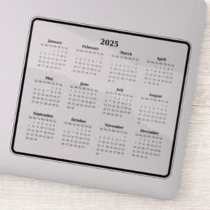 Sticker Mini calendrier noir et blanc 2025