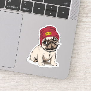 Sticker Mini carlin de hippie de chiot