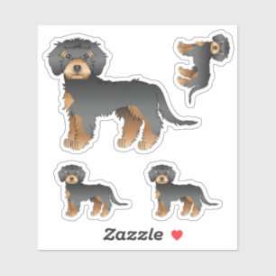 Sticker Mini Goldendoodle noir et fauve Chien de dessin an