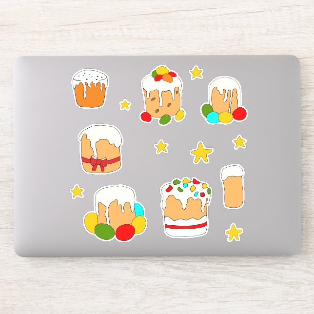 Sticker Mini mignon Happy Fleurs de Pâques dessin animé St (Ordinateur)