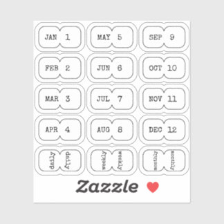 Sticker Mini Monthly Index Divider Tabs White Folded