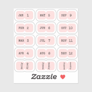 Sticker Mini Monthly Index Tabs Page Divider Pink Folded