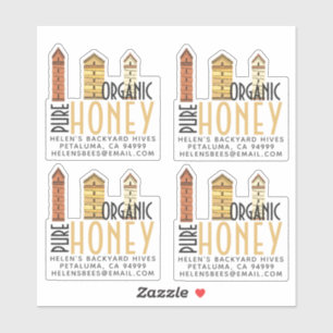 Sticker Mini ruches sur mesure Pure bio Miel clair Étiquet