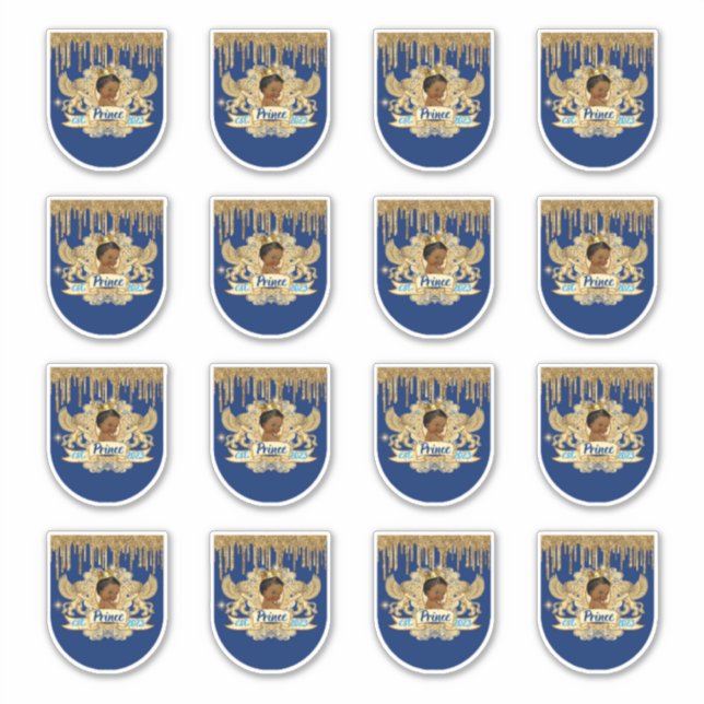 Sticker Mini Sanitier Royal African Prince Blue & Gold (Devant)