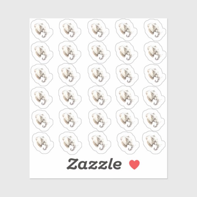 Sticker Mini-Stickers tête d'éléphant aquarelle (Feuille)