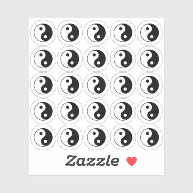 Sticker Mini Yin Yang Symbole Yoga Icon Martial Art Planne (Feuille)