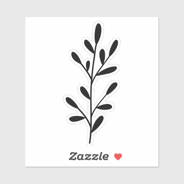 Sticker Minimal Design Black Botanical Branch (Feuille)