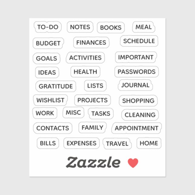 Sticker Minimal Text Planner Tab Label Binder Divider Tab  (Feuille)