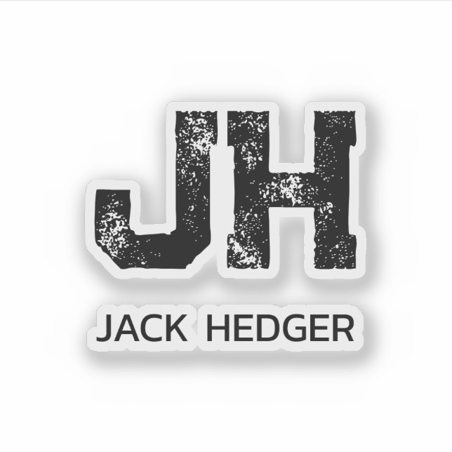 STICKER MINIMALIST BLACK TWO LETTER MONOGRAM NAME CLEAR (Devant)