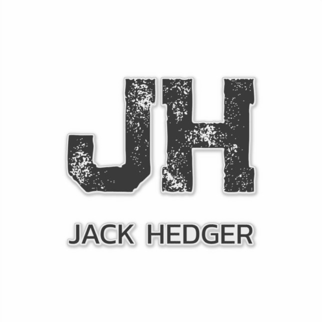 STICKER MINIMALIST BLACK TWO LETTER MONOGRAM NAME CLEAR (Devant)