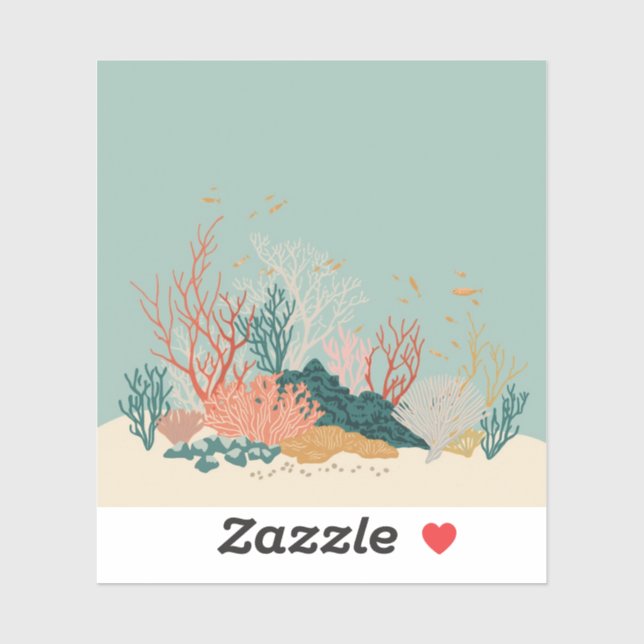 Sticker Minimalist Coral Reef Painting Collection (Feuille)
