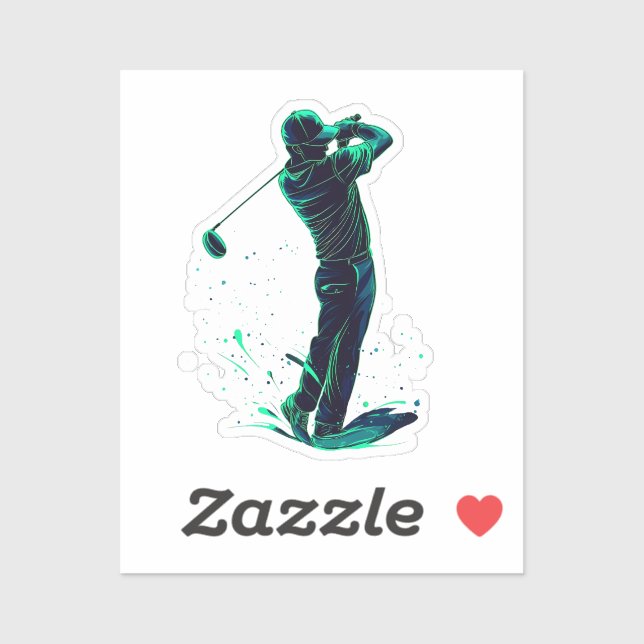 Sticker Minimalist Golfer Green Glow Silhouette (Feuille)
