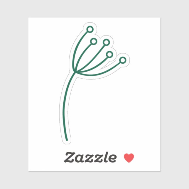 Sticker Minimalist Green Line Art (Feuille)